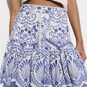 NWOT Zara Blue and White Patterned Women's Skirt